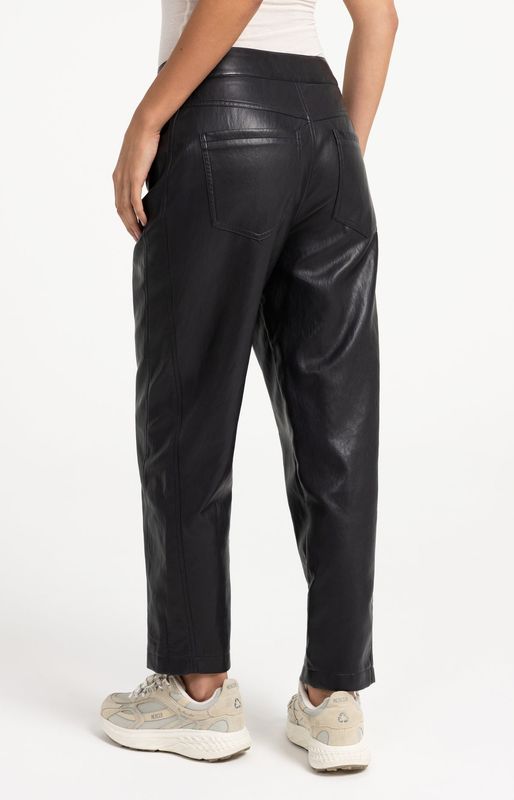 YAYA Pants Faux leather Carrotfit / 01-309289-609 HOLE BLACK