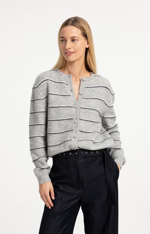 YAYA Cardigan Striped / 01-010168-609 MEDIUM GREY MELANGE