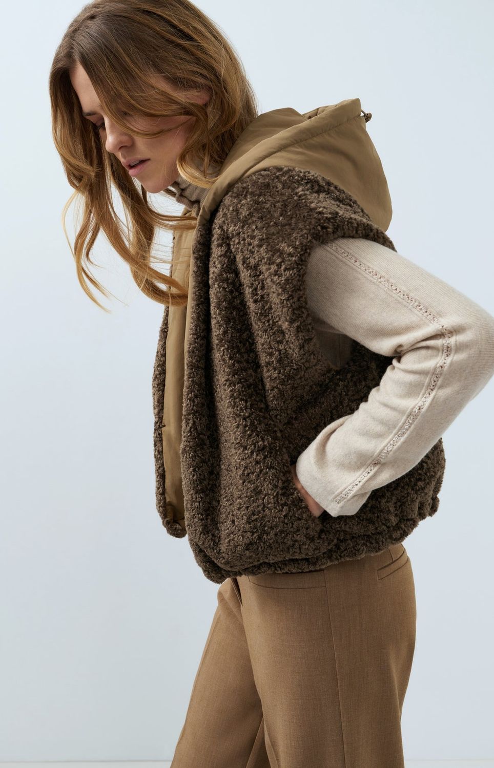 YAYA Waistcoat Reversible/ 02-021009-609 SLATE BLACK BROWN