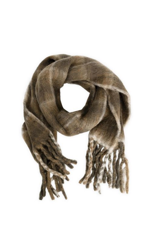 YAYA Scarf Woolmix/ 03-501057-609 SLATE BLACK BROWN DESSIN