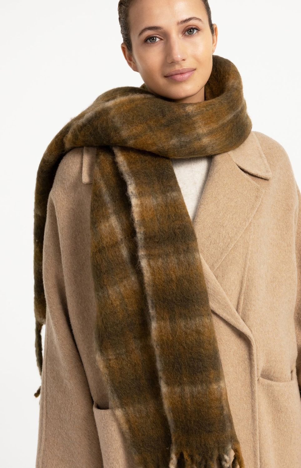 YAYA Scarf Woolmix/ 03-501057-609 SLATE BLACK BROWN DESSIN