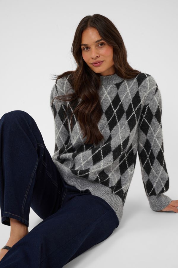 Kaffe Pullover Woolmix/ 10512094 Black/GM/White Argyle