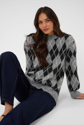 Kaffe Pullover Woolmix/ 10512094 Black/GM/White Argyle