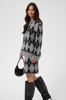 Kaffe Skirt Woolmix / 10512097 Black/GM/White Argyle