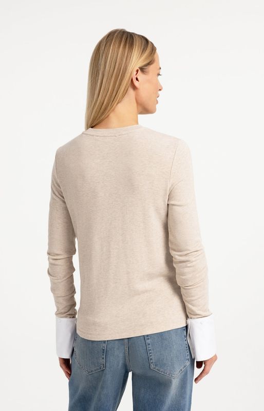YAYA Top Manchetten Soft Jersey/ 01-709418-609 PURE CASHMERE GREY MELANGE