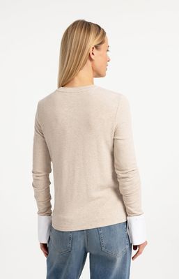 YAYA Top Manchetten Soft Jersey/ 01-709418-609 PURE CASHMERE GREY MELANGE