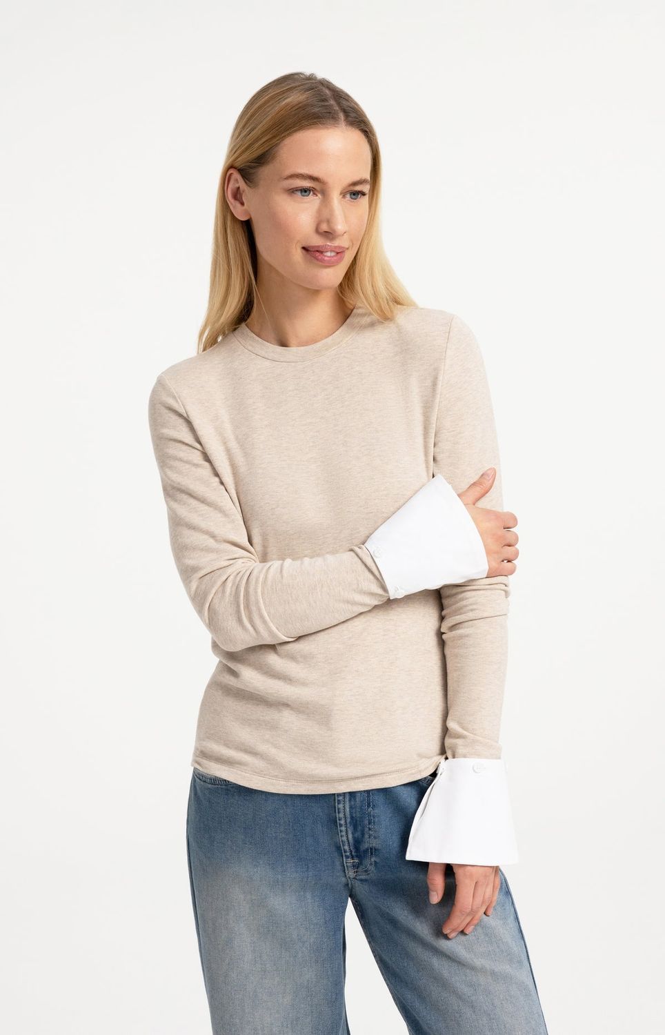 YAYA Top Manchetten Soft Jersey/ 01-709418-609 PURE CASHMERE GREY MELANGE