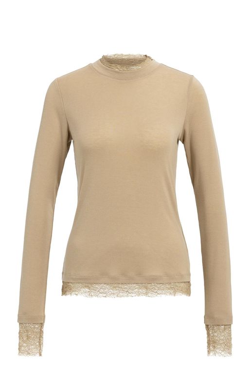 YAYA Top Lace Detail/ 01-709422-609 CORNSTALK BROWN