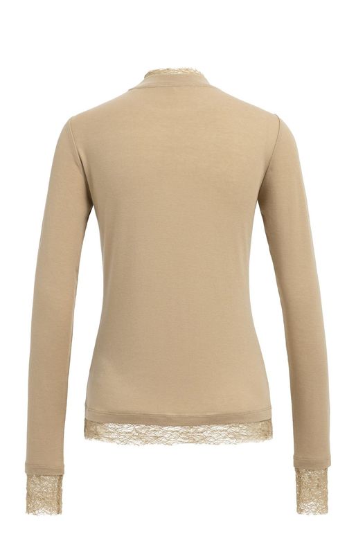 YAYA Top Lace Detail/ 01-709422-609 CORNSTALK BROWN