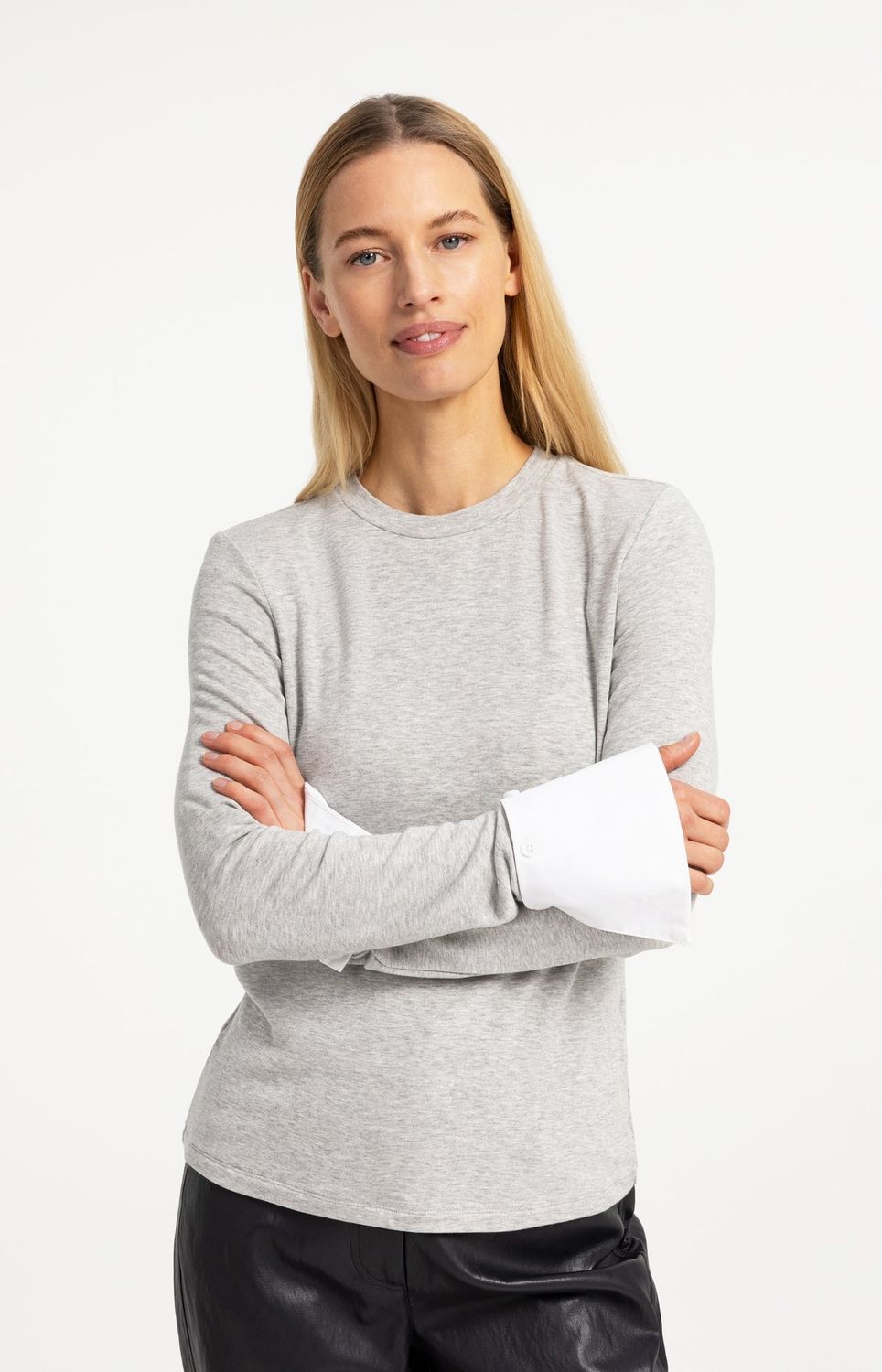 YAYA Top Manchetten Soft Jersey / 01-709418-609 MEDIUM GREY MELANGE