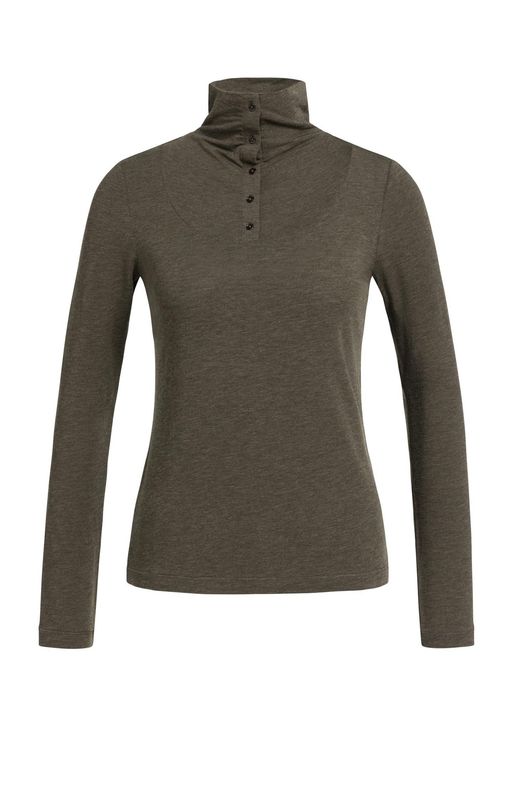 YAYA Top Longsleeve High Neck/ 01-709423-609 SLATE BLACK BROWN MELANGE