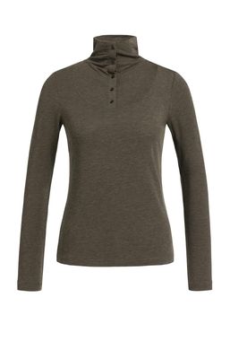 YAYA Top Longsleeve High Neck/ 01-709423-609 SLATE BLACK BROWN MELANGE