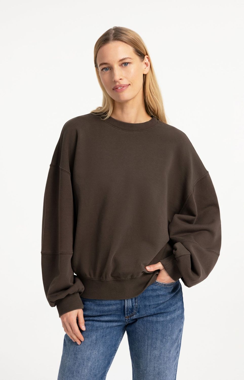 YAYA Sweater Boxy Cotton/ 01-109130-609 SLATE BLACK BROWN