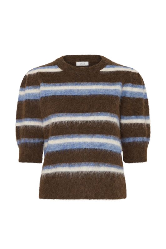 B.Young Jumper Short Sleeve Woolmix / 20819508 POTTING SOIL MEL. STRIPE