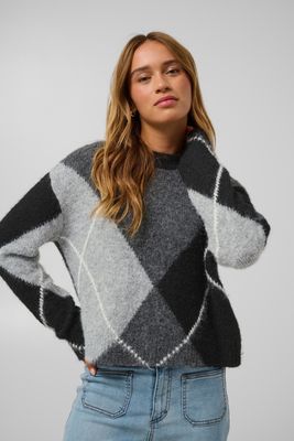 Kaffe Pullover Check / 10512015 Grey melange / black check