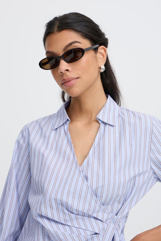 B.Young Blouse Stripe Assymetric / 20819576 CHAMBRAY BLUE STRIPE