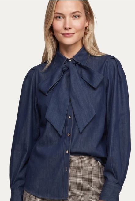 C&amp;S The Label Blouse Lissa / 26WAC02 Denim Dark Blue
