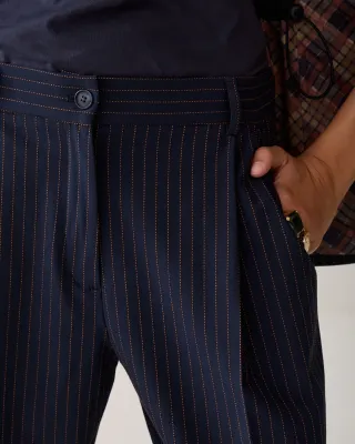 Summum Woman Pants Wide Leg Pinstripe / 4s3030-12495 495 Midnight Blue