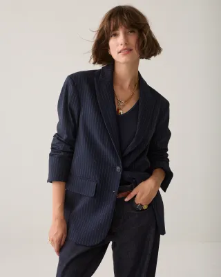 Summum Woman Blazer Boyfriend Pinstripe / 1s1325-12495 495 Midnight Blue