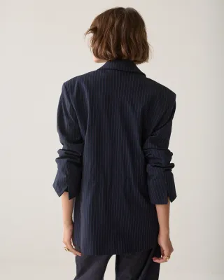 Summum Woman Blazer Boyfriend Pinstripe / 1s1325-12495 495 Midnight Blue