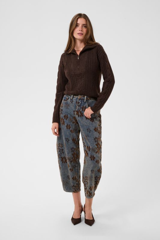 Cream Denim Barrel Velvet Flower / 10615842 Brown Denim Flower