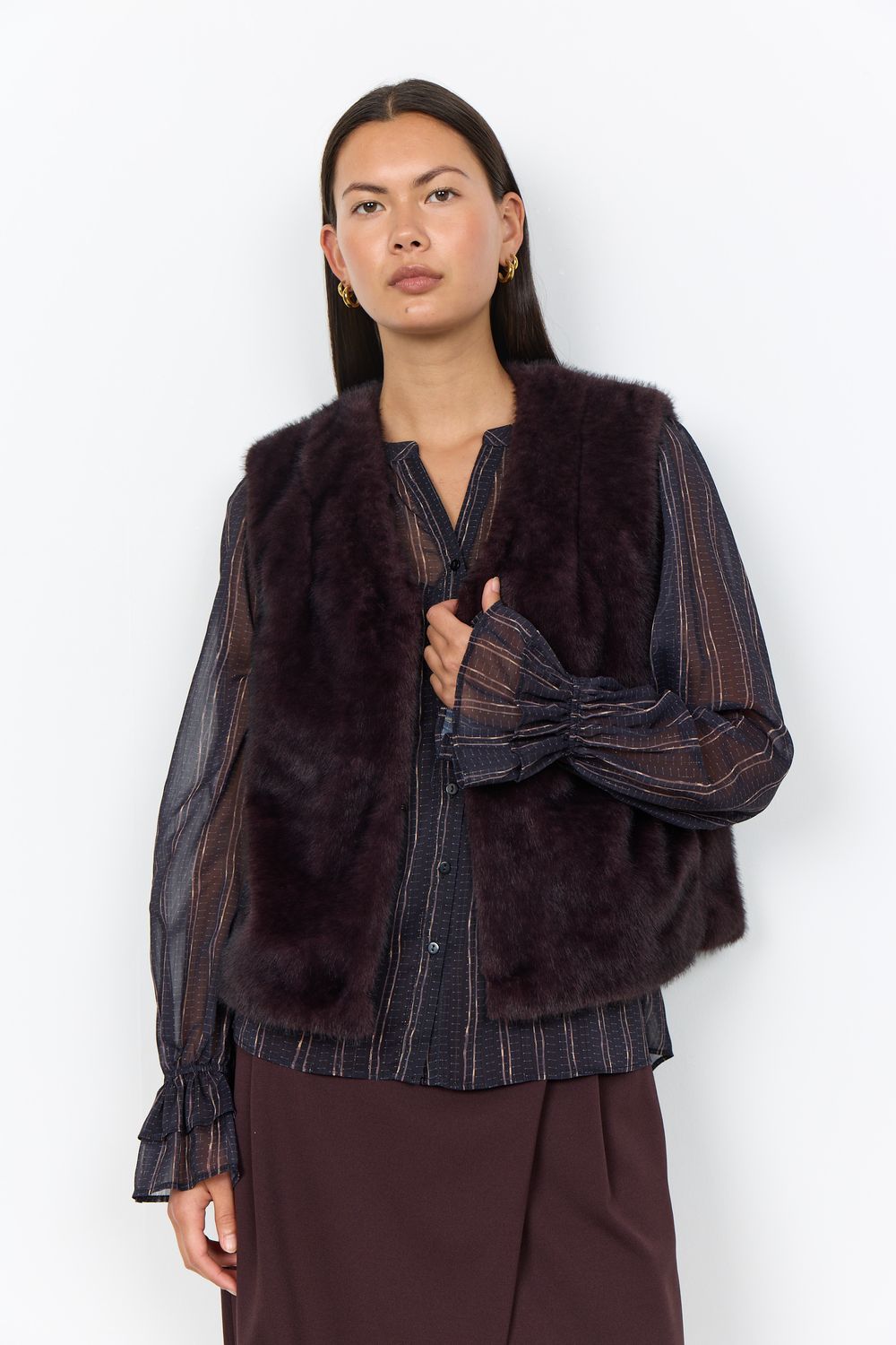 Soya Concept Waistcoat Fluffy / 42069 8980 CHOCOLATE PLUM