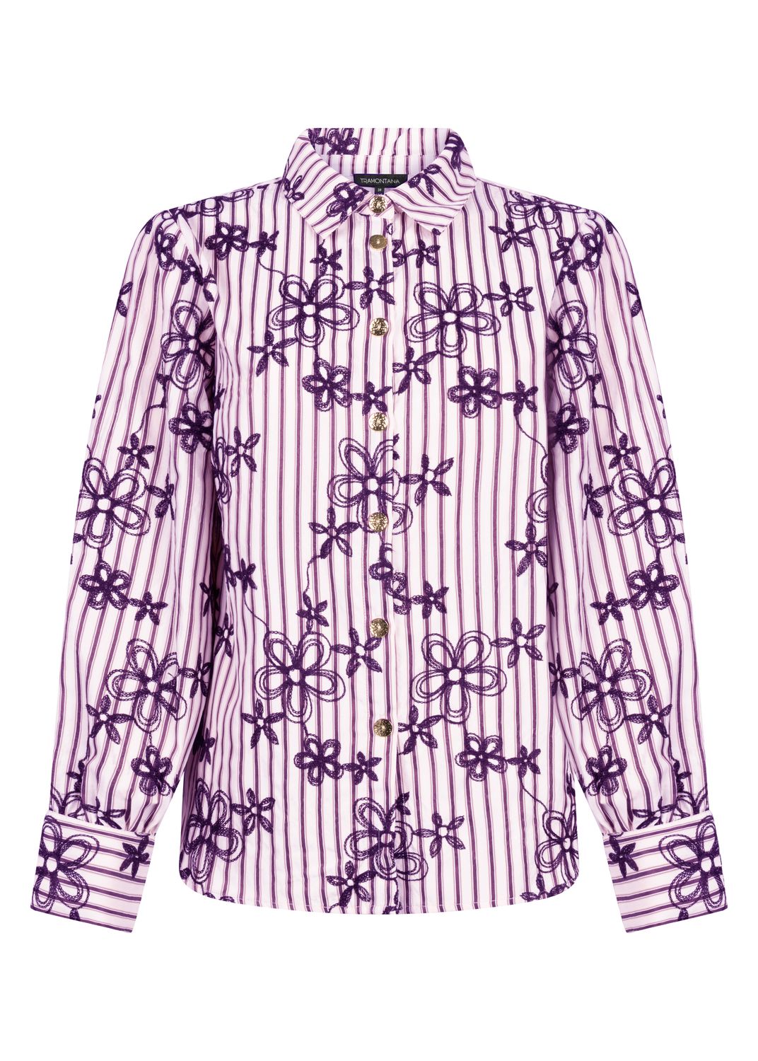 Tramontana Blouse Striped Embro/ C56-22-301 Aubergine Noir