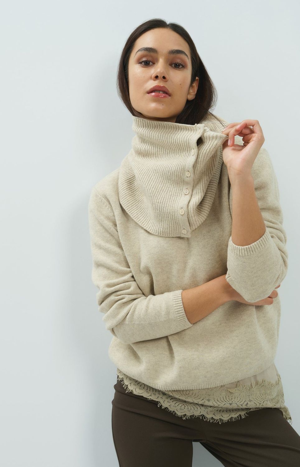 YAYA Sweater/ 01-000669-610 LIGHT BEIGE MELANGE