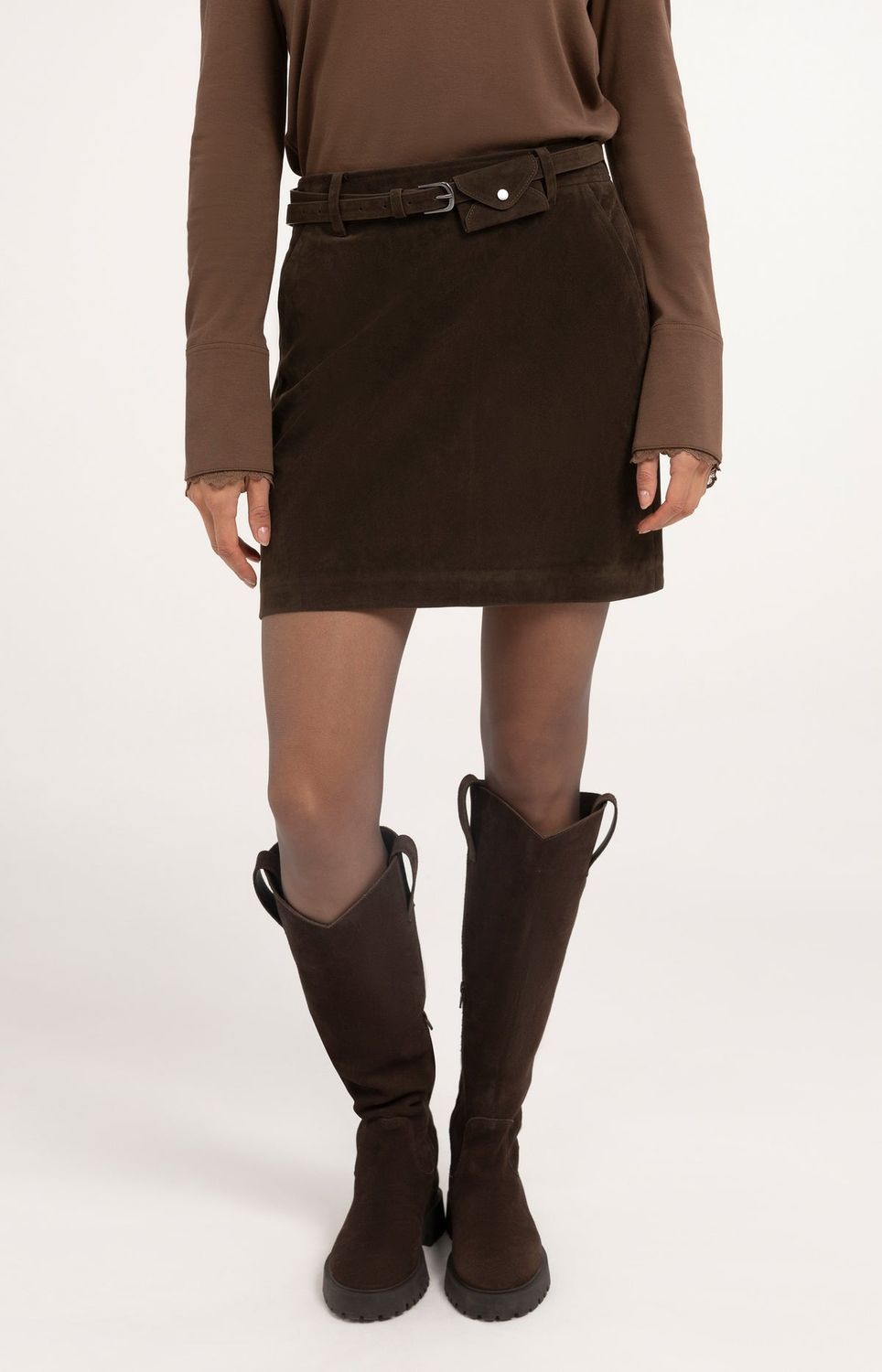 YAYA Skirt Mini Suedine/ 01-409100-610 DELICIOSO BROWN