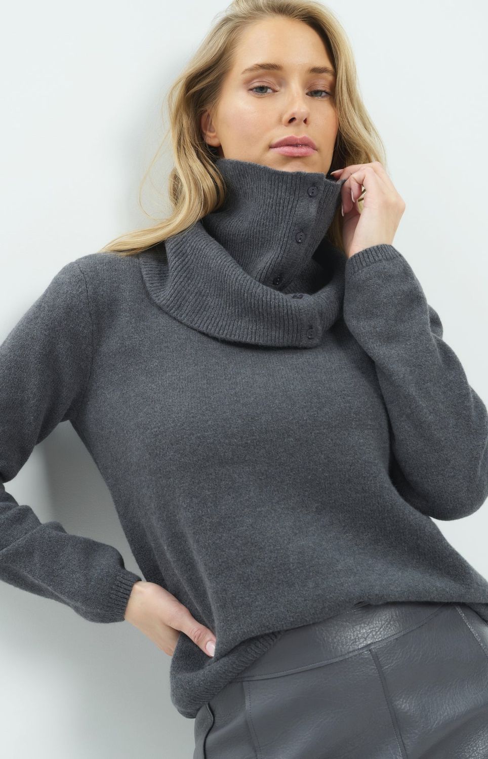 YAYA Sweater/ 01-000669-610 DARK ANTHRACITE MELANGE