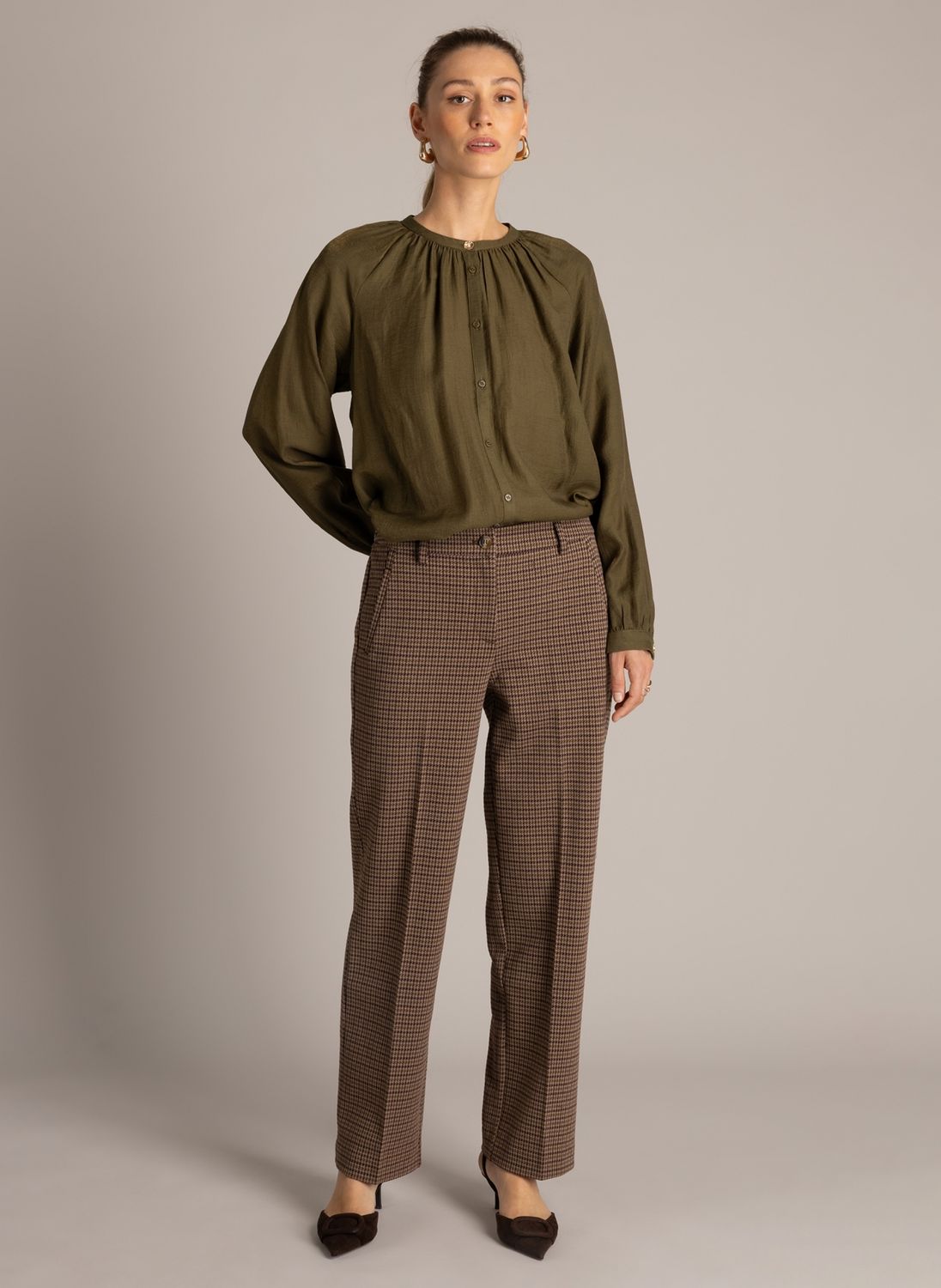 Yest Pants Check YYUlanna / 0006589 Brown/Multi-Colour