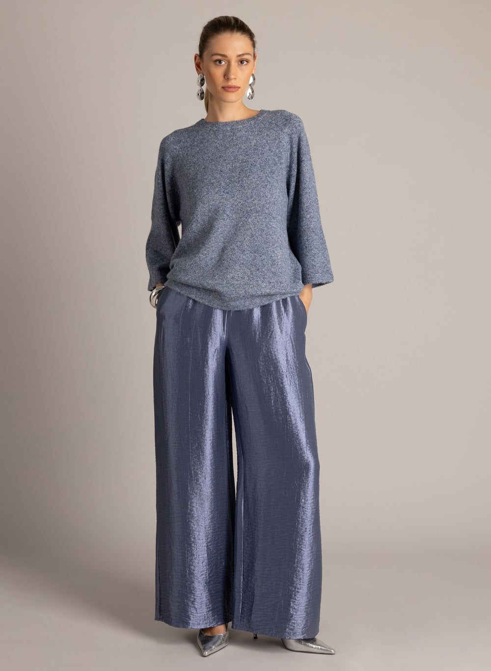 Yest Pants Wide Leg Satinlook/ 0006556 Faded Blue