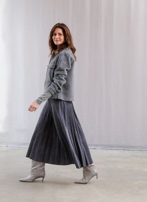 Yest Skirt Maxi Plisse Suedine / 0006559 Warm Grey