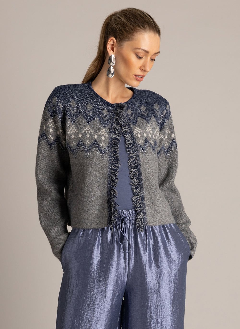 Yest Cardigan Jacket Knit / 0006612 Dark Blue/Mid Grey M