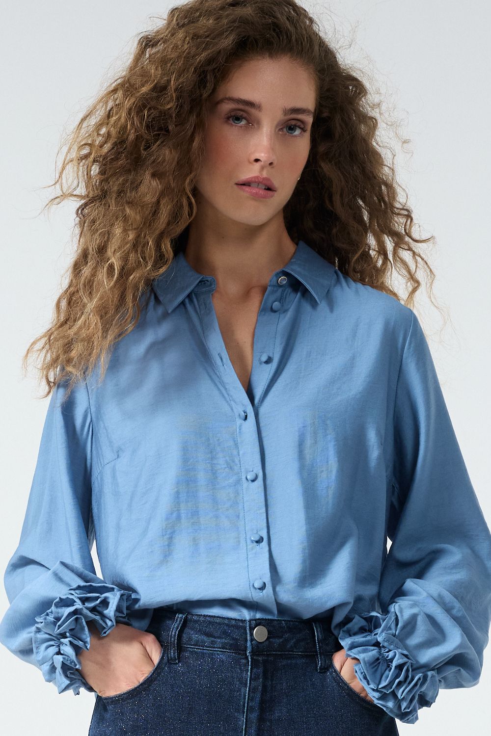 Tramontana Blouse Ruffled Cuffs / C33-22-301 Moody Blue