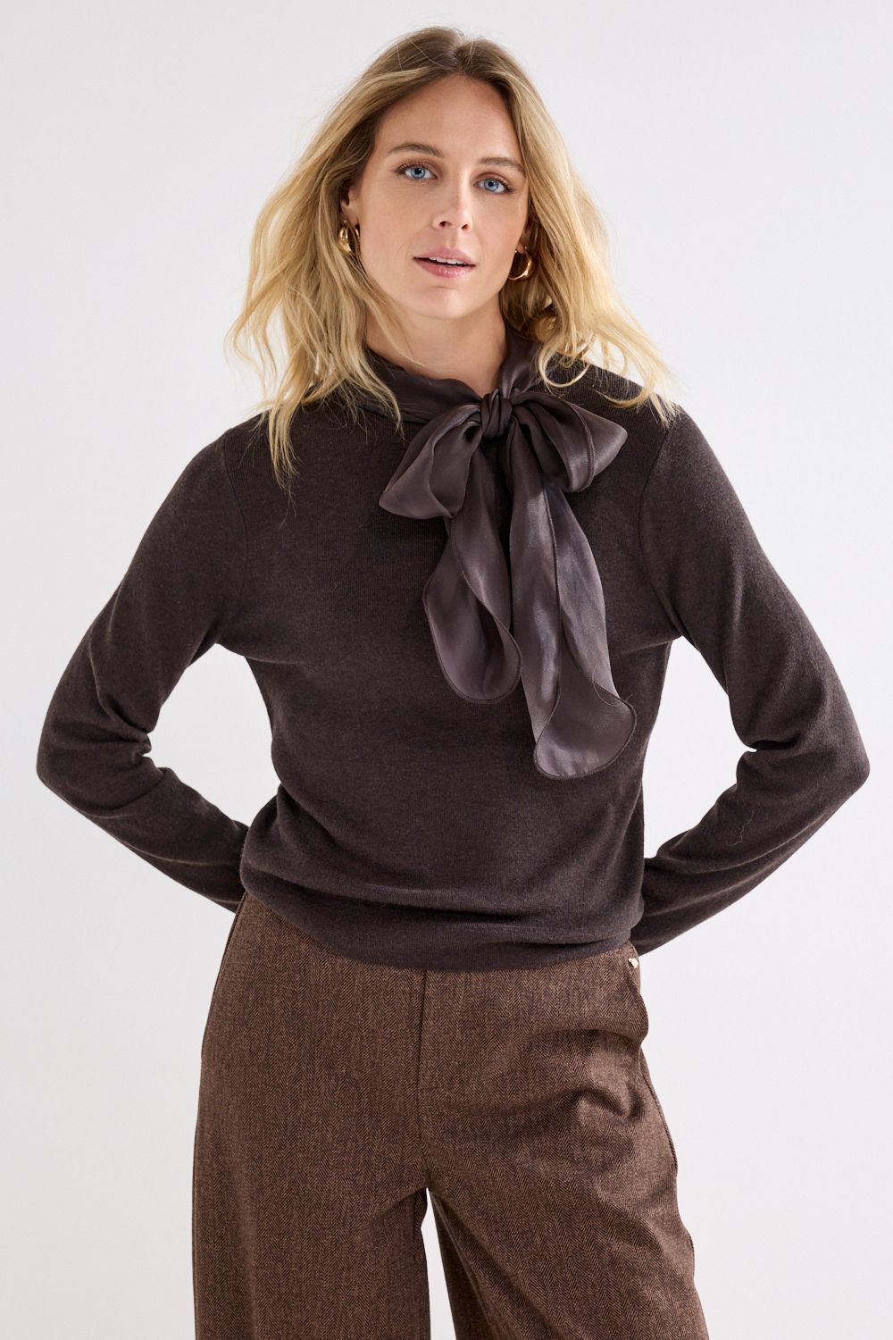 Tramontana Jumper Scarfdetail / C01-22-601 Cafe Noir Melange