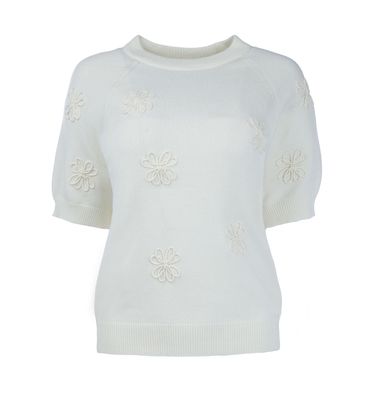 NED Top Knitted Flower / 26W1-U441-01 Ecru