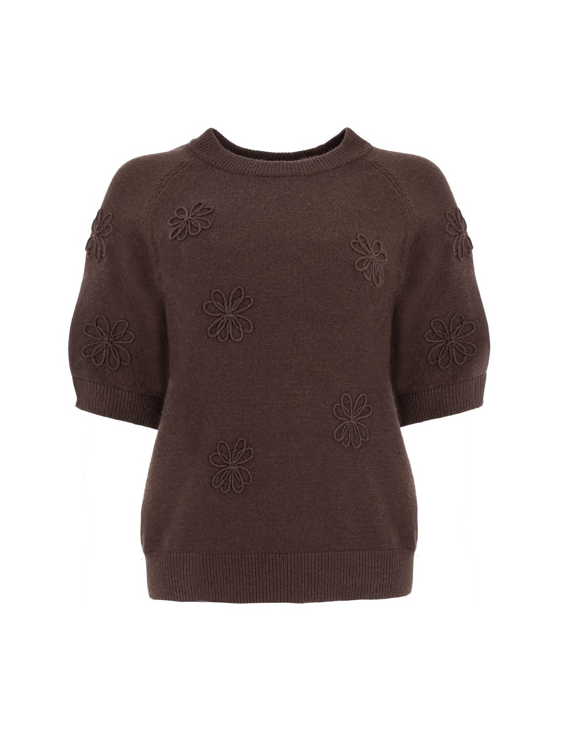 NED Top Knitted Flower / 26W1-U441-01 Ganache Brown