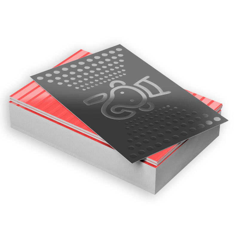 18pt Raised Gloss Spot UV + Suede Soft Lamination Business Cards