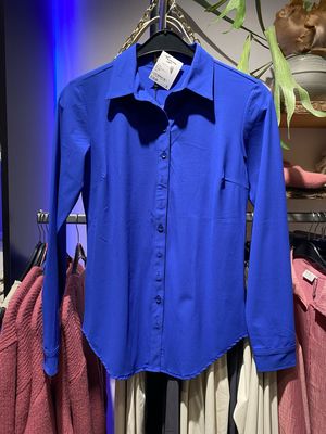 Mi Piace Basic uni blouse kraag cobalt MP 60840