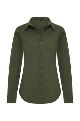 Mi Piace Basic uni blouse kraag dark army MP 60840