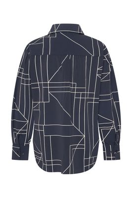 Mi Piace Blouse Geometric Line Print Dark Blue _ Kit MP202524GLPT