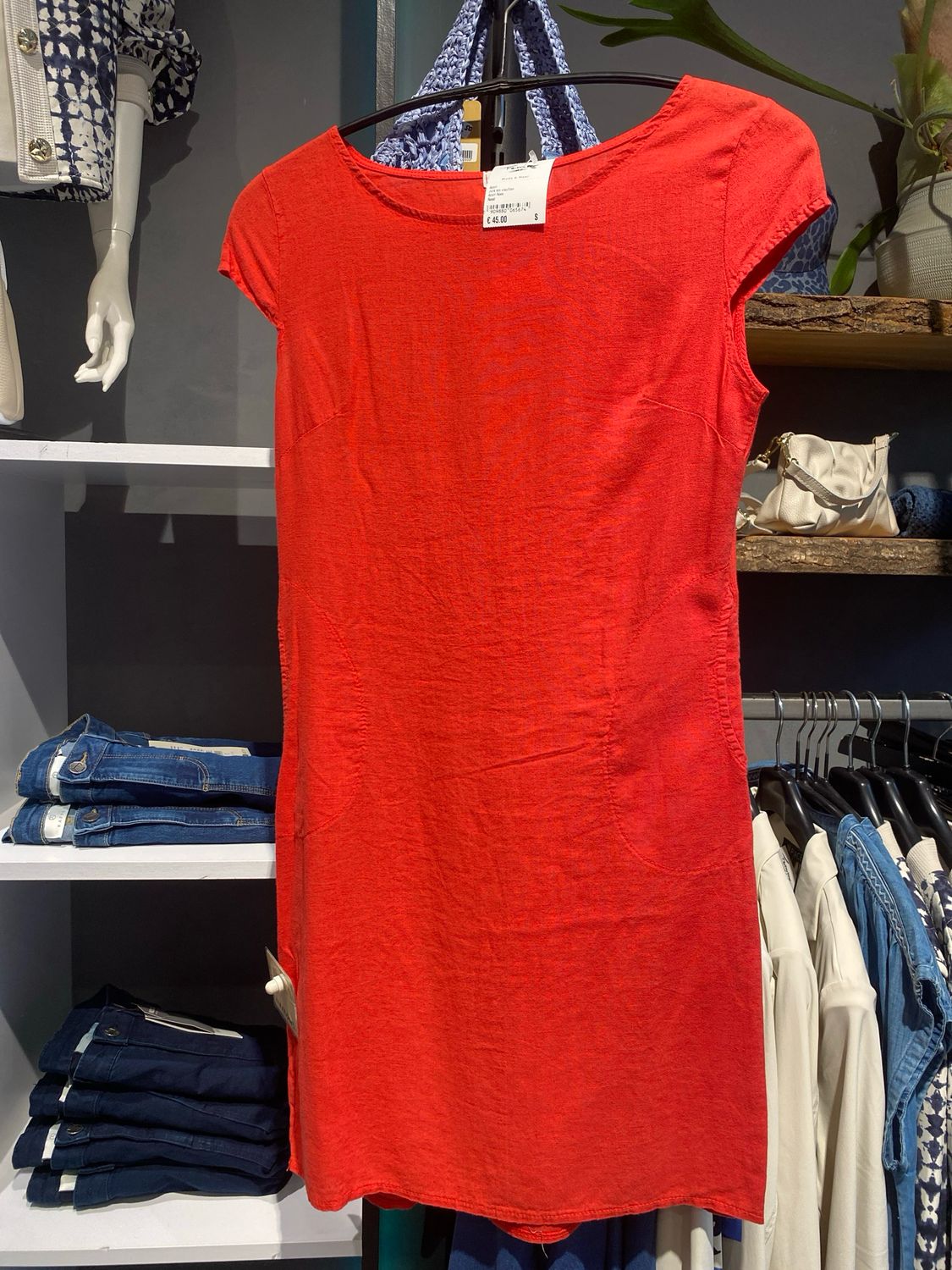 Azuri Jurk km visc/linn Rood Azuri Roos