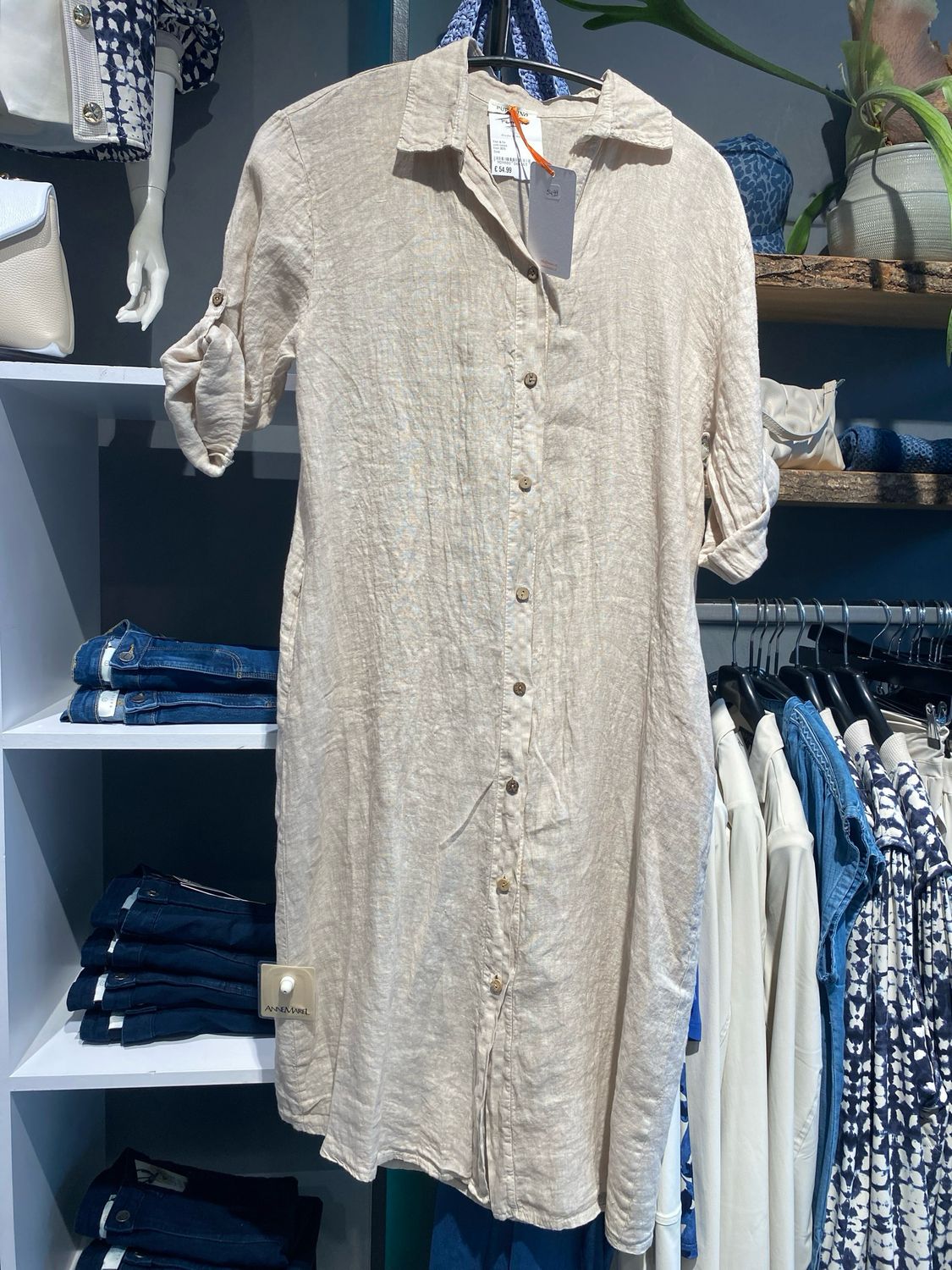 Fiori Jurk linnen Zand Fiori 3026