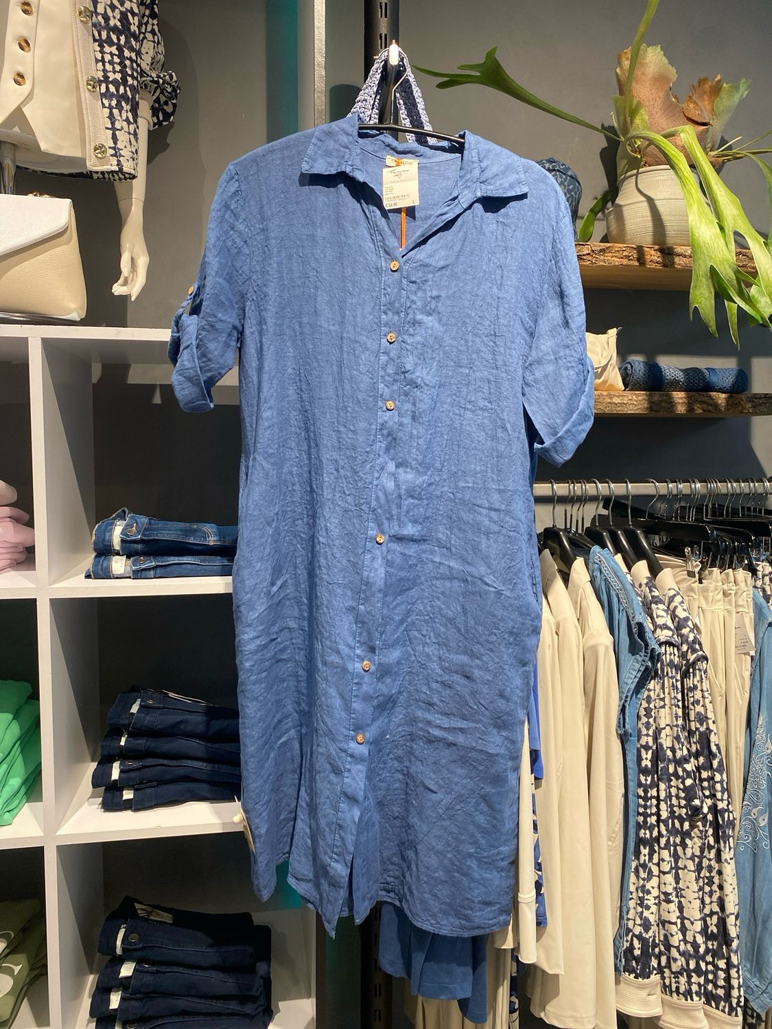 Fiori Jurk linnen Jeans Blue Fiori 3026