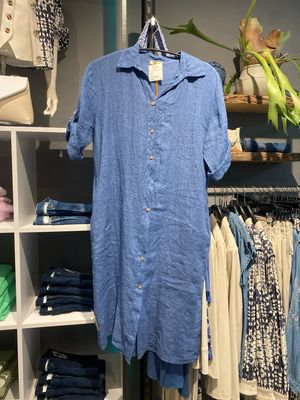 Fiori Jurk linnen Jeans Blue Fiori 3026