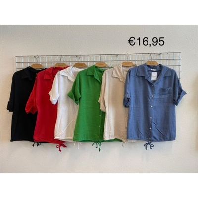 Azuri Blouse lin/visc Zwart Azuri Elise