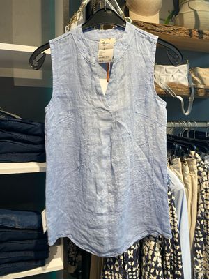 Fiori Linnen top V zm Licht Blauw Fiori 6123