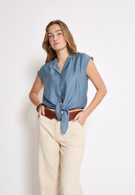 Peppercorn PCNaline Sleeveless Shirt 1039 FADED DENIM PC7016