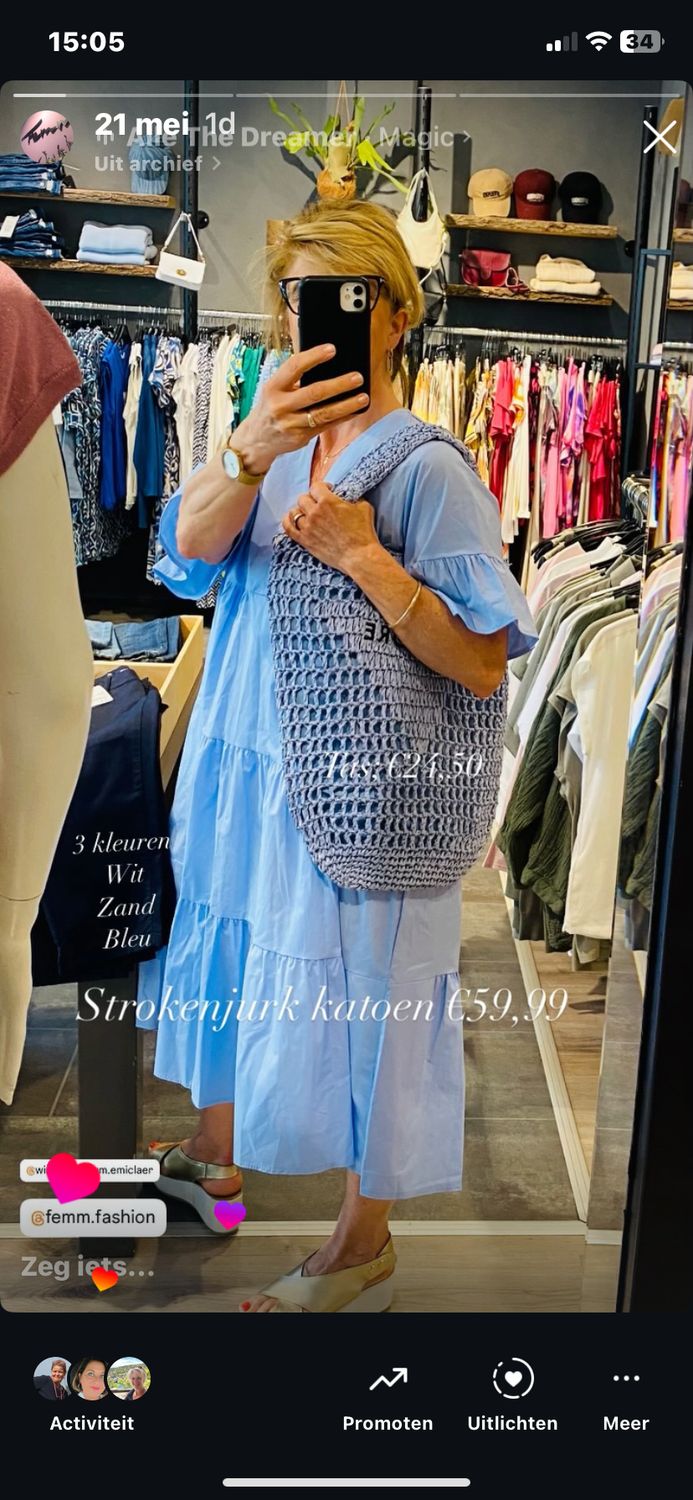 Forza Stroken Jurk Katoen Blue 2632